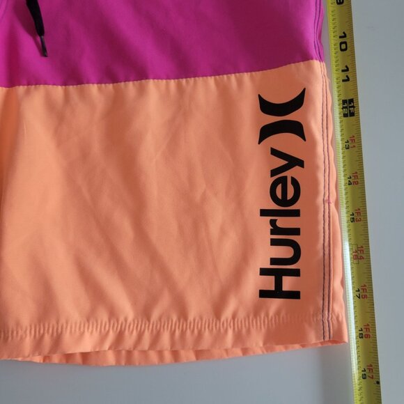 Hurley Boys' Multi-Color Swim Trunks Size 16/28 Bright Pink Orange Drawstring - Picture 12 of 15